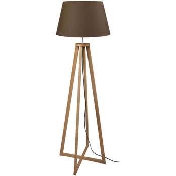 Lampadaires Tosel Lampadaire colonne bois foncé et marron