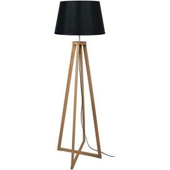 Lampadaires Tosel Lampadaire colonne bois foncé et noir