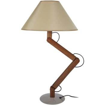 Lampes de bureau Tosel Lampe de chevet articulé bois foncé et taupe