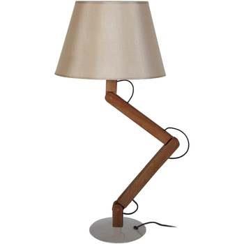 Lampes de bureau Tosel Lampe de chevet articulé bois foncé et taupe