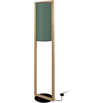 Lampadaires Tosel Lampadaire colonne bois foncé et vert