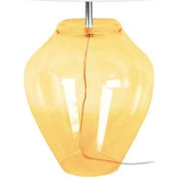 Lampes de bureau Tosel Lampe a poser vase verre jaune et blanc