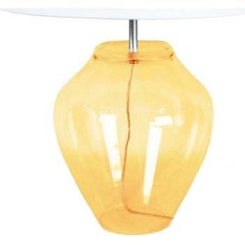 Lampes de bureau Tosel Lampe a poser vase verre jaune et blanc