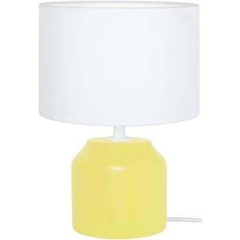 Lampes de bureau Tosel Lampe de chevet cylindrique bois jaune et blanc