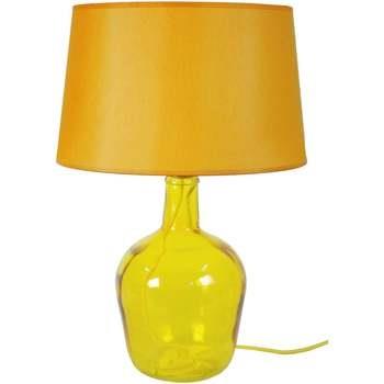 Lampes de bureau Tosel Lampe a poser bouteille verre jaune et orange