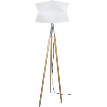 Lampadaires Tosel Lampadaire trépied bois naturel et blanc