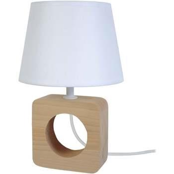 Lampes de bureau Tosel Lampe de chevet carré bois naturel et blanc