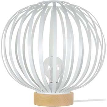 Lampes de bureau Tosel Lampe a poser globe métal naturel et blanc