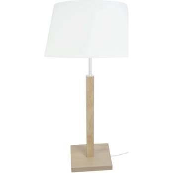 Lampes de bureau Tosel Lampe a poser colonne bois naturel et blanc