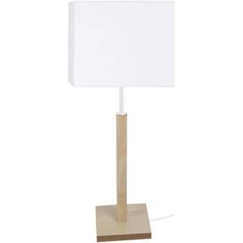 Lampes de bureau Tosel Lampe a poser colonne bois naturel et blanc