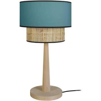 Lampes de bureau Tosel Lampe a poser droit bois naturel et bleu