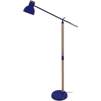 Lampadaires Tosel lampadaire liseuse articulé bois naturel et bleu