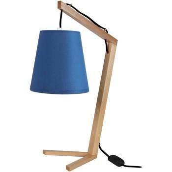 Lampes de bureau Tosel Lampe de chevet arqué bois naturel et bleu