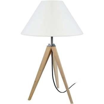 Lampes de bureau Tosel Lampe de chevet trépied bois naturel et écru