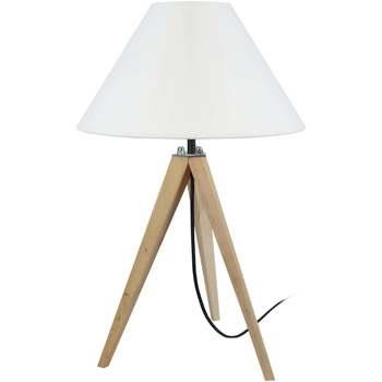 Lampes de bureau Tosel Lampe de chevet trépied bois naturel et écru