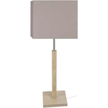 Lampes de bureau Tosel Lampe a poser colonne bois naturel et gris