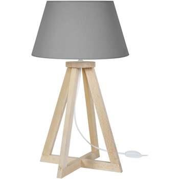 Lampes de bureau Tosel Lampe de chevet colonne bois naturel et gris