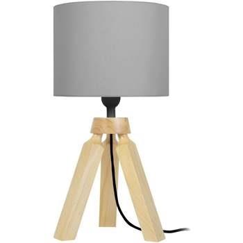 Lampes de bureau Tosel Lampe de chevet trépied bois naturel et gris