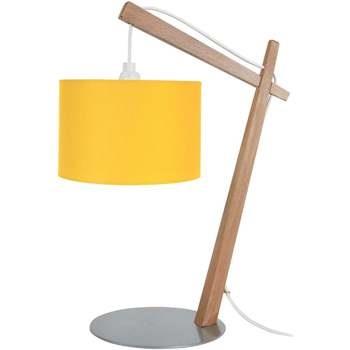 Lampes de bureau Tosel Lampe de chevet arqué bois naturel et jaune
