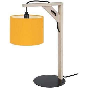 Lampes de bureau Tosel Lampe de chevet carré bois naturel et jaune