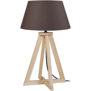 Lampes de bureau Tosel Lampe de chevet colonne bois naturel et marron