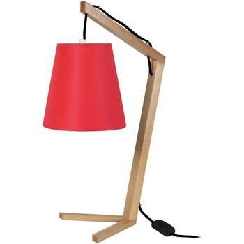 Lampes de bureau Tosel Lampe de chevet arqué bois naturel et rouge