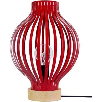 Lampes de bureau Tosel Lampe a poser ovale métal naturel et rouge
