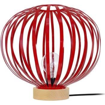 Lampes de bureau Tosel Lampe a poser globe métal naturel et rouge