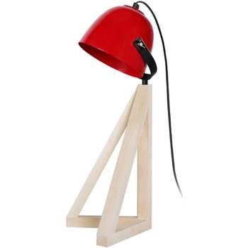 Lampes de bureau Tosel Lampe de bureau dôme bois naturel et rouge