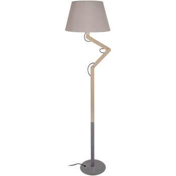 Lampadaires Tosel Lampadaire articulé bois naturel et taupe