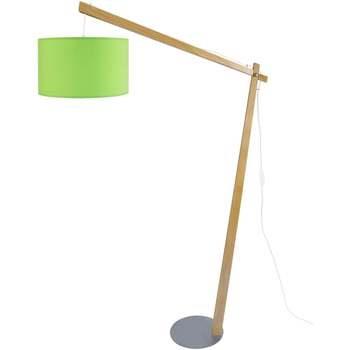 Lampadaires Tosel Lampadaire arqué bois naturel et vert