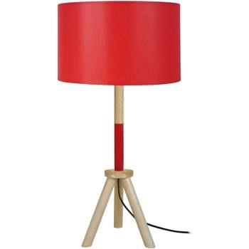 Lampes de bureau Tosel Lampe a poser trépied bois naturel,rouge et bla...