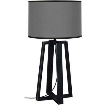 Lampes de bureau Tosel Lampe de chevet colonne bois noir et gris