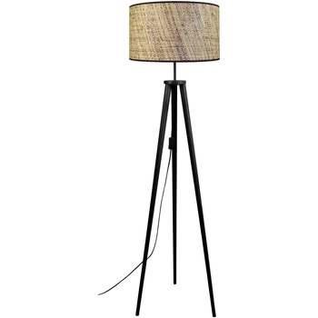 Lampadaires Tosel Lampadaire trépied bois noir et Jute