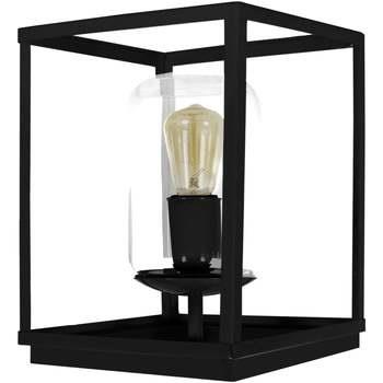Lampes de bureau Tosel Lampe a poser carré métal noir et transparent