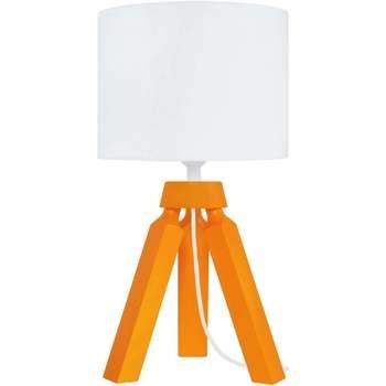 Lampes de bureau Tosel Lampe de chevet trépied bois orange et blanc