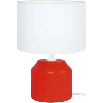 Lampes de bureau Tosel Lampe de chevet cylindrique bois rouge et blanc