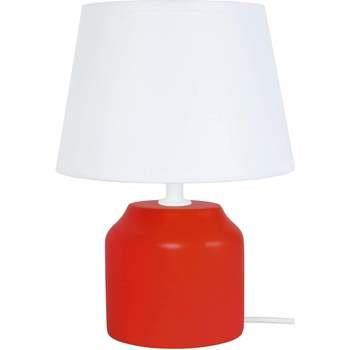 Lampes de bureau Tosel Lampe de chevet cylindrique bois rouge et blanc