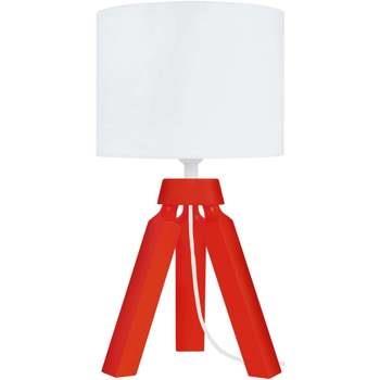 Lampes de bureau Tosel Lampe de chevet trépied bois rouge et blanc