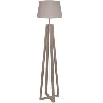 Lampadaires Tosel Lampadaire colonne bois taupe