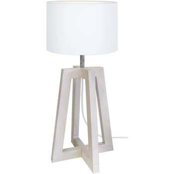 Lampes de bureau Tosel Lampe de chevet colonne bois taupe et blanc