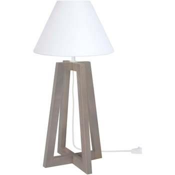 Lampes de bureau Tosel Lampe de chevet colonne bois taupe et blanc