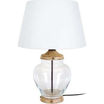 Lampes de bureau Tosel Lampe a poser carré verre transparent et blanc