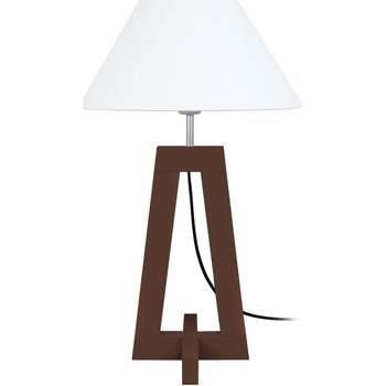 Lampes de bureau Tosel Lampe de chevet colonne bois wangué et blanc