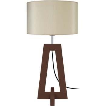 Lampes de bureau Tosel Lampe de chevet colonne bois wangué et crème