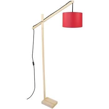 Lampadaires Tosel lampadaire liseuse articulé bois naturel et rouge
