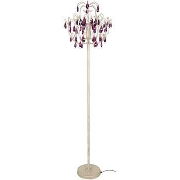 Lampadaires Tosel Lampadaire droit métal blanc or et violet