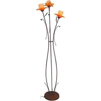 Lampadaires Tosel Lampadaire arbre métal marron or et orange