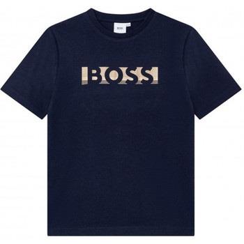 T-shirt enfant BOSS Tee shirt junior bleu et or J25N39