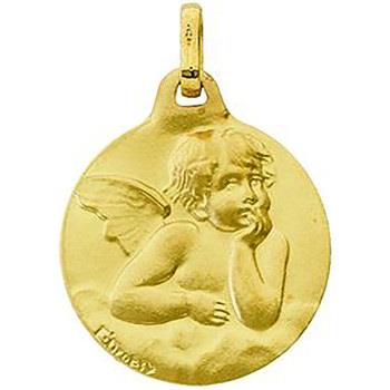 Pendentifs Brillaxis Médaille ange ronde or jaune 9 carats mat